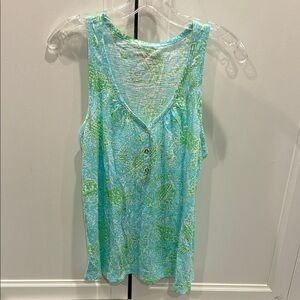 Lilly Pulitzer Aqua and Lime Patterned Top